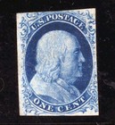 Us 9 Mspog Vf Type Iv  B Relief  Plt 1 Late  68l1l  1852 1c Blue Psag Cert Zayix