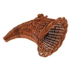 Large Handwoven Light Brown Rattan Cornucopia Basket Multi Use Storage For Fall