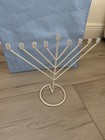 Hanukkah Modern White Metal Menorah