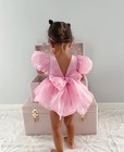 Baby Girl Party Dress Baby Pink Satin Bow Dress Girls Birthday Dolly Dress