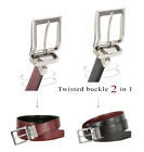 Men s Belt Genuine Leather Reversible Belt Silver Rotated Buckle 1-3 8  Wide
