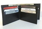 Black Leather Men s Bifold Wallet 10 Card Center Flap Holder