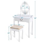 Vanity Table Jewelry Makeup Desk Bench Dresser W  Cushioned Stool Drawer White