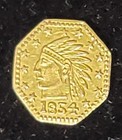 1854 Indian Head California Fractional  2g Gold Tested