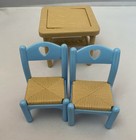 Fisher Price Loving Family Dream Dollhouse Dining Room Flip Table 2 Blue Chairs