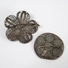 Sterling Silver Filigree Round Flower Brooches Antique Made In Palestine 1 5 dia