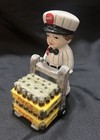 Vtg Coca Cola Salt   Pepper Shakers Delivery Man With Bottles Cart Red Yellow
