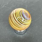 Contemporary Handmade Art Glass Marble 1 09  Internal Swirl Amber Green Chaos