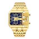 Men s Luxury Gold Stainless Steel Analog Date Quartz Watch Square Dial Business