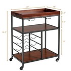3 Tier Storage Kitchen Trolley Utility Bar Serving Cart W wine Rack   Glass