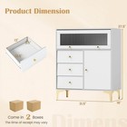 37 5  Tall Dresser Chest Of Drawers With Flip-up Fluted Glass Door 2 Cabinets