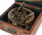 5  Calibrated Sundial Compass With Wooden Box - Vintage Marine Ship Replica  Sun
