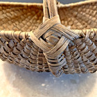 Atq  19th Century Handmade American Splint Woven Buttocks Harvest Basket