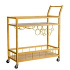 Rolling Bar Cart Serving Cart Wine Rack Glass Holder Kitchen Dining Room Storage