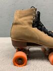 Vintage Women   s Roller Skates Brown Suede Leather Size 8 Orange Wheels Riedell