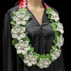Graduation Party Money Lei Flower   Leaves Red Black Silver Four Braided Ribbons