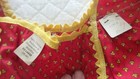 Vintage Full Apron Red With Yellow Floral  Binding  Nwt