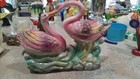Vintage Pair Of Kissing Flamingo Swan Figurines In Rainbow Colors 1950s Japan