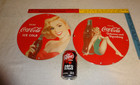 Vintage Drink Coca Cola Porcelain Sign Lot Of 2 Ladies Drinking Coke Advertising