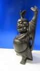 Vintage Hand Carved Black Wood Happy Buddha Statue Sculpture  8  X 4  - Read