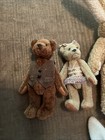 Miniature Jointed Bear And Rabbit Lot Of 7 