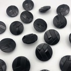 Vintage Black Round Shank Buttons Overlapping Parallel Lines 23mm Lot Of 4 D813