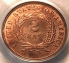 1872 2c Rd Proof Two Cent Piece  Better Date Red Gem Type Coin