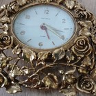 Vintage Matson Gold Ormolu Rose Windup Alarm Clock Vanity Hollywood Regency Part