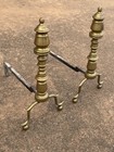 Vtg Solid Brass Beehive Andirons     Pair Of Federal Style Fire Dogs     16 5  Tall