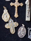 Lot Antique Vintage Religious Catholic Cross Medal Crucifix Rosary Pray Untested