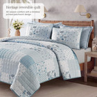 Quilt Set Queen Size  Patchwork Coastal Blue Floral Quilt Sets  Reversible Bedsp
