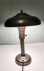 Vintage 1950s Mid Century Modern Atomic Metal Saucer Desk Table Lamp Deco Ufo 
