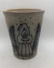 David Eldreth Salt Glazed Pottery Santa Christmas Tree Crock 1989 Signed 6   