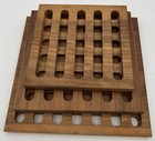 Mcm Set Of 3 Danish Teak Wood Trivets Lattice Hot Plates 5 5    6 5    7 5    Square