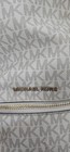 Pre-owned Michael Kors Abbey Medium Zip Backpack Vanilla Logo Signature Mk 