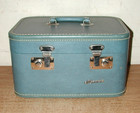 Vintage Monarch Blue Vanity Cosmetic Train Travel Case Luggage No Key