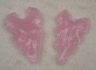 Unusual Pink Glass 2  Spearhead Point Knife Blade Arrowhead I-481