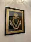 Ww1 Connaught Rangers Framed Wool Work Or Embroidered British Regimental Badge