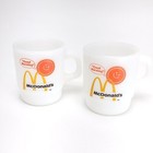 Set Of 2 Good Morning Mcdonalds Anchor Hocking Fire King Milk Glass Coffee Mugs