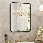 Home Black Bathroom Wall Mirror Metal Frame Rectangular Anti-rust Vanity Mirror