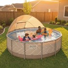 Bestway Steel Pro Max 13  X 42  Round Above Ground Pool Set With Canopy   Ladder