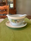 Vintage Meito China Japan Hand Painted Gravy Boat With Attached Underplate Ceb6