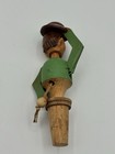 Vintage Anri Mechanical Wine Bottle Stopper Cork Hat Tipping Hand Carved Wooden