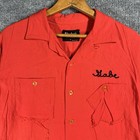Vintage 60s King Louie Rayon Bowling Shirt Mens Size Large Red Loop Collar