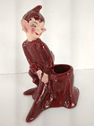 Vintage Gilner 1951 Pixie Elf Red Planter Tree Trunk Repaired Read 7 25 