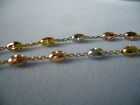 10  To 11  Italy 925 Sterling Silver Tri Color Ankle Bracelet With Oval Beads