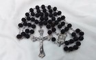 Chapel 925 Sterling Silver Black Rose Beads Vintage Rosary Catholic Crucifix