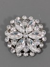 Retro Silver Tone Marquise Rhinestone Round Flower Brooch Pin Elegant