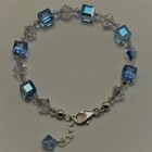 Aqua Blue Bracelet Made W  Swarovski Crystal Elements 8mm Cube  Bicone  Silver