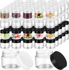 100 Pcs 2 Oz Plastic Container Jars Clear Round Cosmetic Container With Lids    